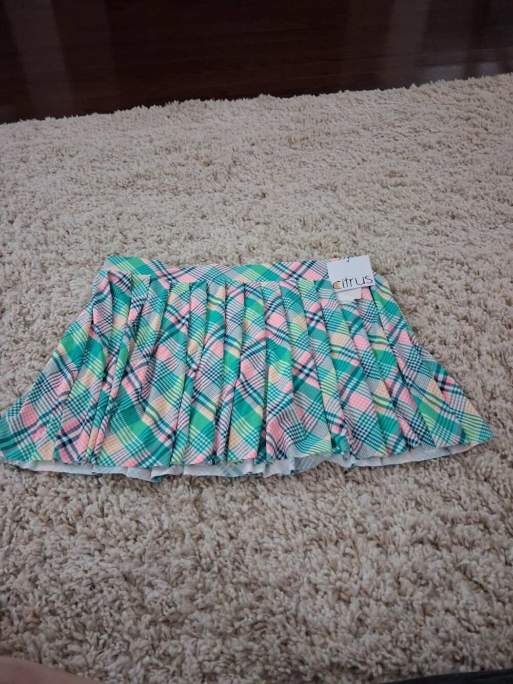 Citrus Pleated Swim Cover-Up Skirt – Pastel Plaid – Size L (NWT) - Picture 3 of 3